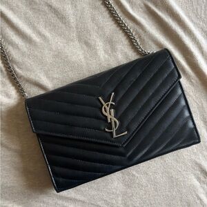 Yves Saint Laurent Black Wallet on Chain Calfskin